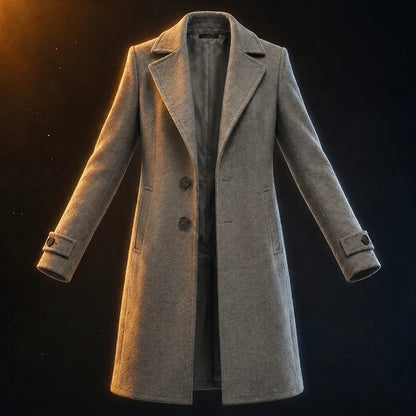 Women's Long Trench Coat with Buttons Tailored Overcoat Casual Formal