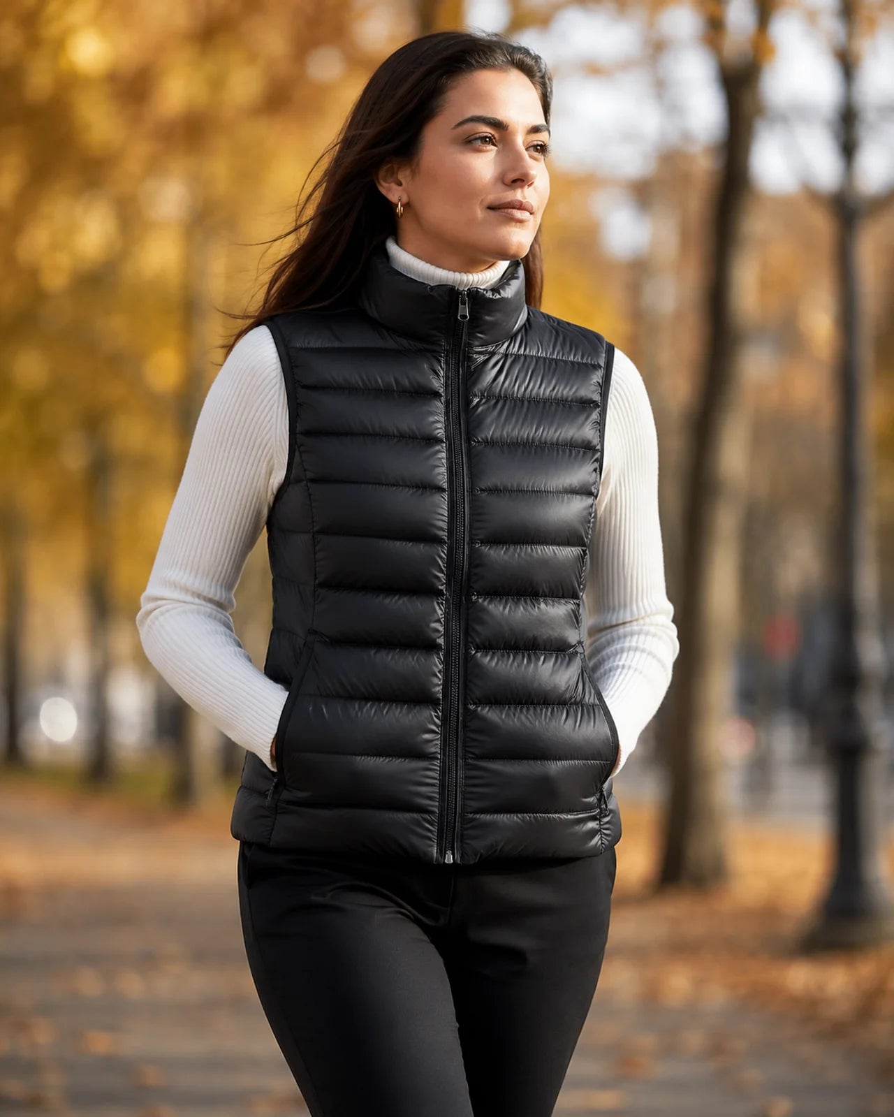 Women's Sleeveless Puffer Vest Lightweight Warm Quilted Gilet Layering