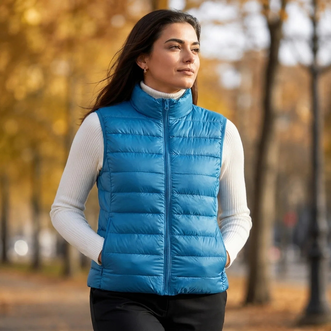 Women's Sleeveless Puffer Vest Lightweight Warm Quilted Gilet Layering