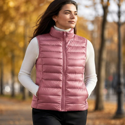 Women's Sleeveless Puffer Vest Lightweight Warm Quilted Gilet Layering