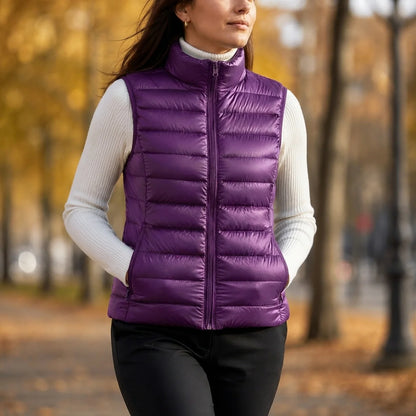 Women's Sleeveless Puffer Vest Lightweight Warm Quilted Gilet Layering