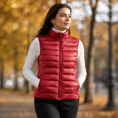 Women's Sleeveless Puffer Vest Lightweight Warm Quilted Gilet Layering
