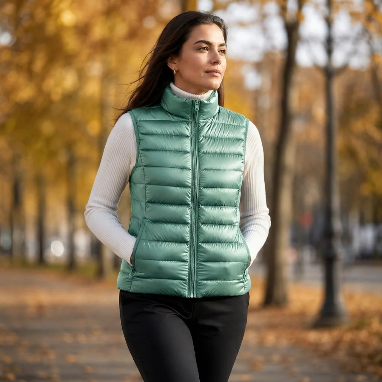 Women's Sleeveless Puffer Vest Lightweight Warm Quilted Gilet Layering