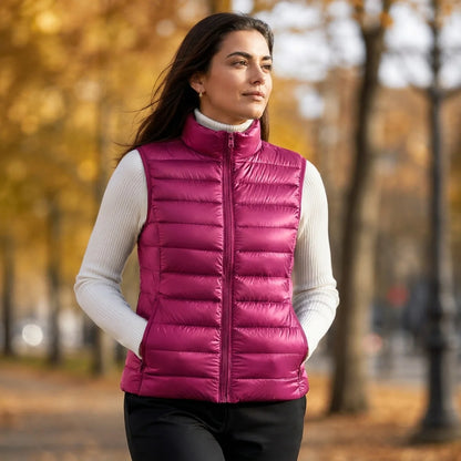 Women's Sleeveless Puffer Vest Lightweight Warm Quilted Gilet Layering