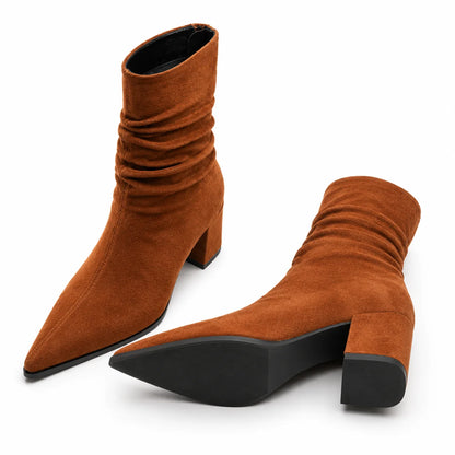 Women's Suede Ankle Boots Luxury Pointed Toe Everyday Formal Style