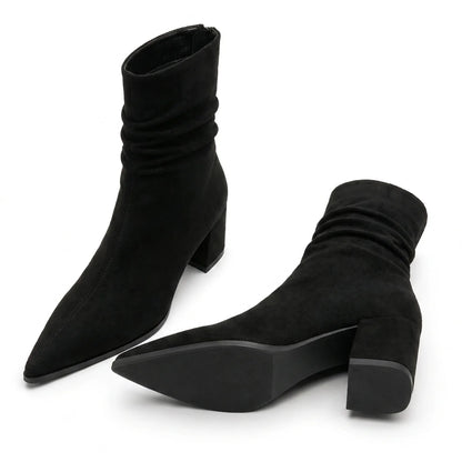 Women's Suede Ankle Boots Luxury Pointed Toe Everyday Formal Style