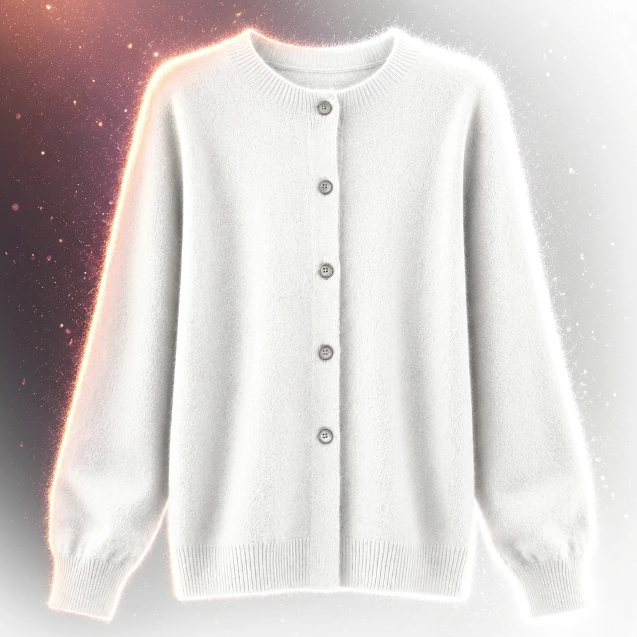 Women's Merino Wool Cardigan O-Neck Cashmere Jumper Warm Knit