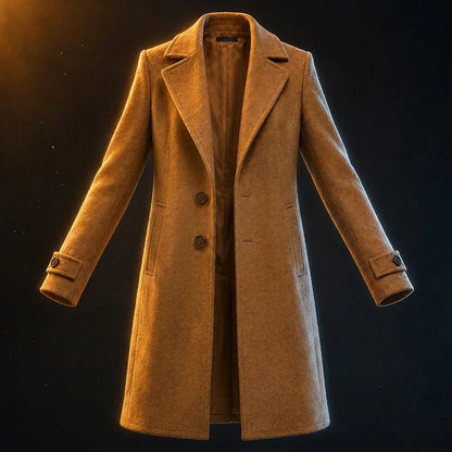 Women's Long Trench Coat with Buttons Tailored Overcoat Casual Formal