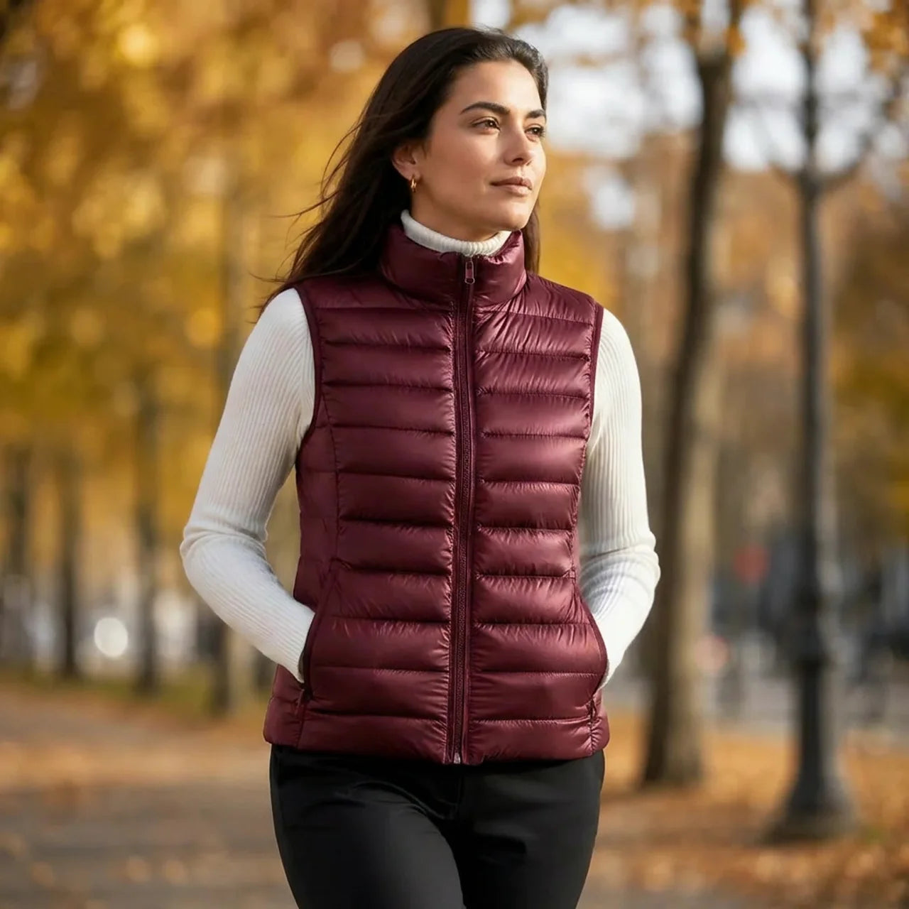 Women's Sleeveless Puffer Vest Lightweight Warm Quilted Gilet Layering