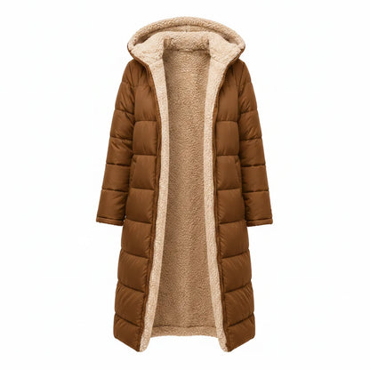 Women's Warm Hooded Winter Longline Puffer Jacket Quilted Coat