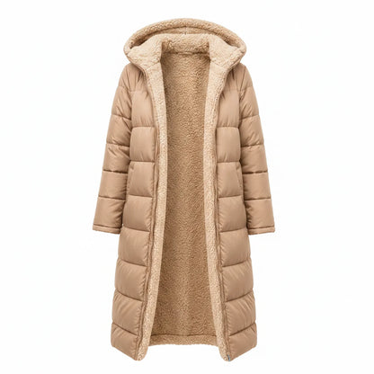 Women's Warm Hooded Winter Longline Puffer Jacket Quilted Coat