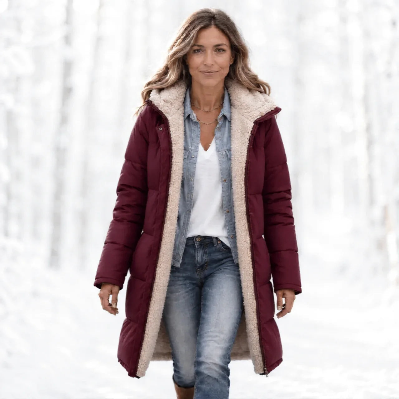 Women's Warm Hooded Winter Longline Puffer Jacket Quilted Coat
