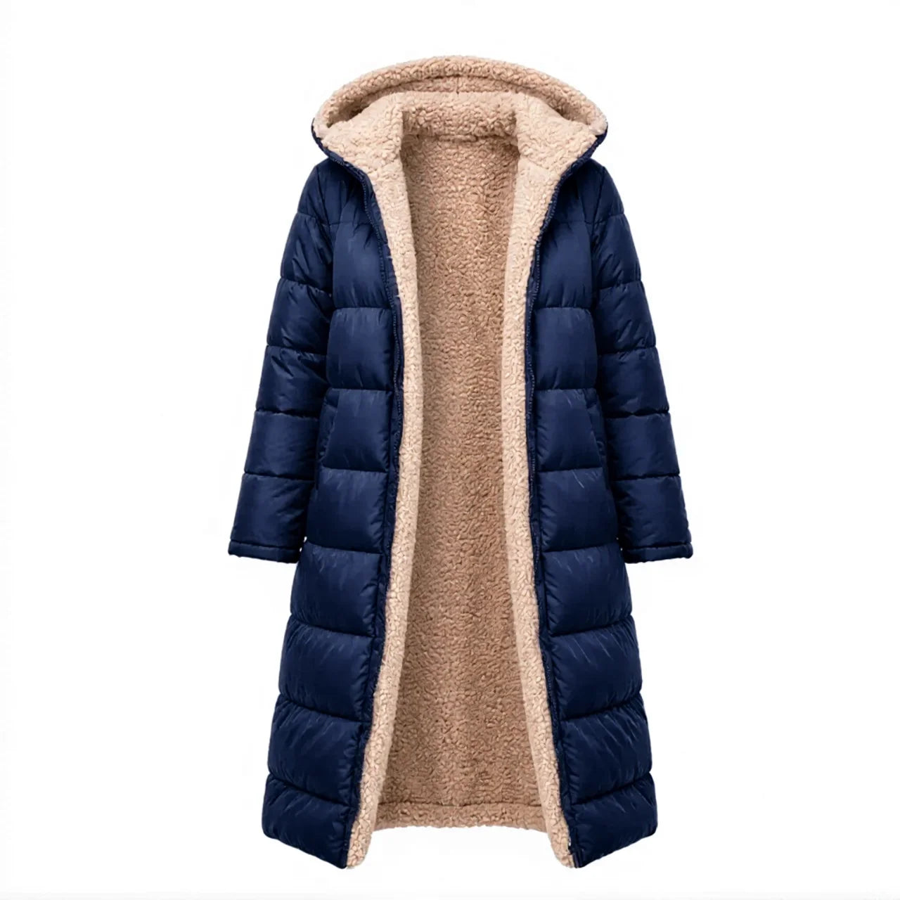 Women's Warm Hooded Winter Longline Puffer Jacket Quilted Coat