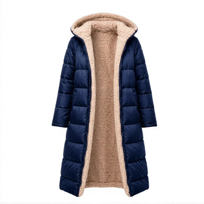 Women's Warm Hooded Winter Longline Puffer Jacket Quilted Coat