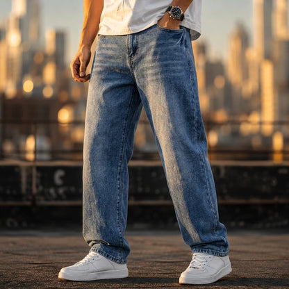 Men's Wide Leg Jeans Casual Winter Style Relaxed Fit Comfortable