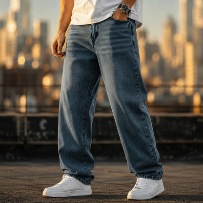 Men's Wide Leg Jeans Casual Winter Style Relaxed Fit Comfortable