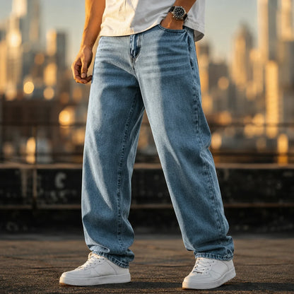 Men's Wide Leg Jeans Casual Winter Style Relaxed Fit Comfortable