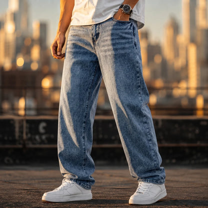 Men's Wide Leg Jeans Casual Winter Style Relaxed Fit Comfortable