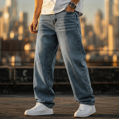 Men's Wide Leg Jeans Casual Winter Style Relaxed Fit Comfortable