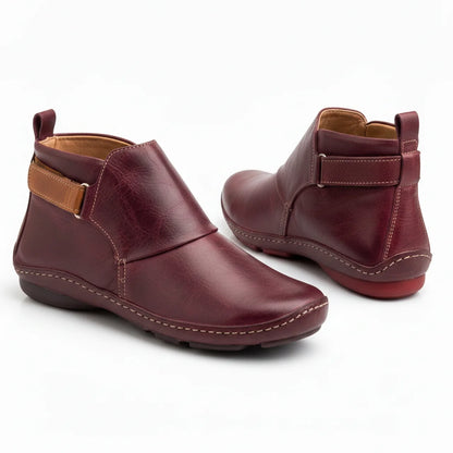 Women's Leather Ankle Boots Elegant Chic Low Heel Everyday Smart Casual