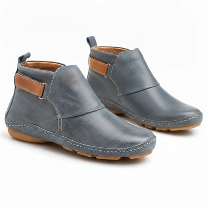 Women's Leather Ankle Boots Elegant Chic Low Heel Everyday Smart Casual