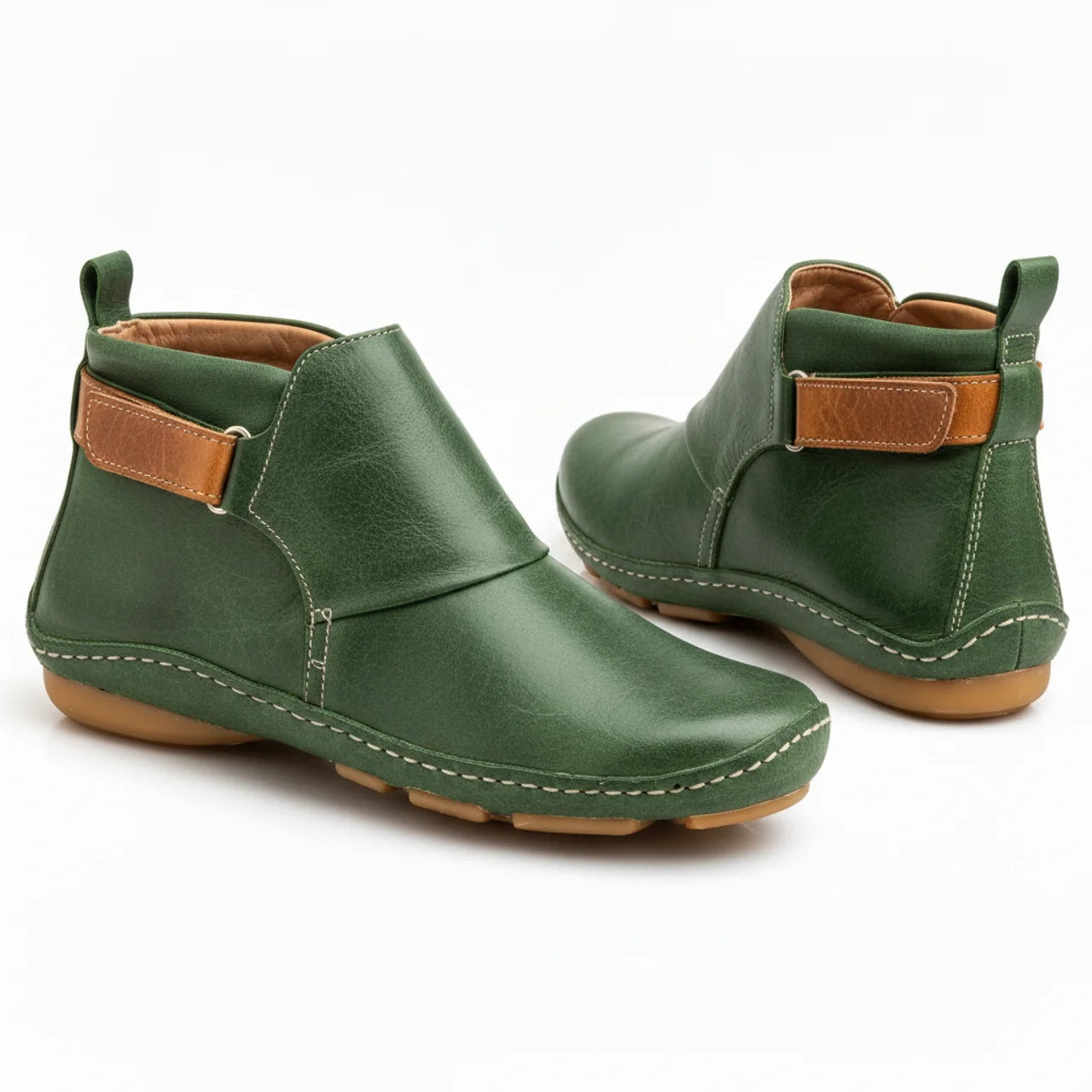 Women's Leather Ankle Boots Elegant Chic Low Heel Everyday Smart Casual