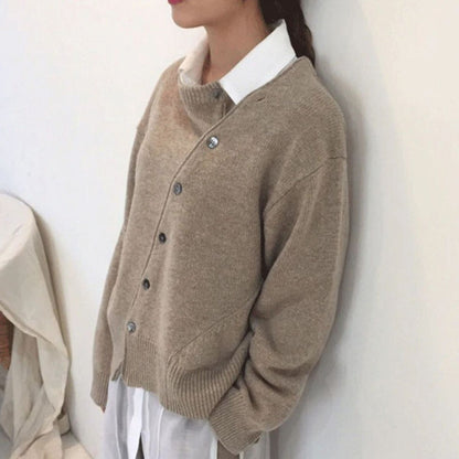 Women's Button-Up Jumper Long Sleeve Knit Relaxed Casual Everyday