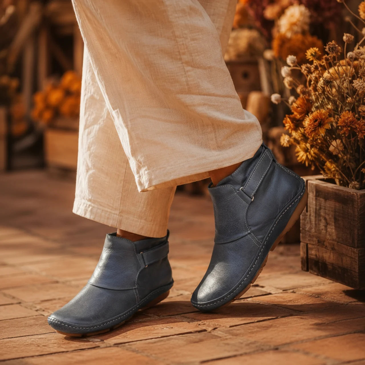Women's Leather Ankle Boots Elegant Chic Low Heel Everyday Smart Casual