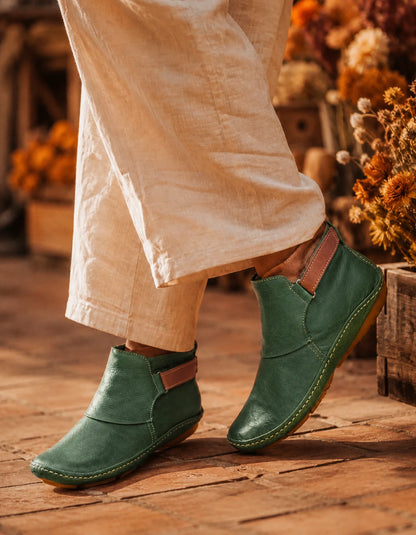 Women's Leather Ankle Boots Elegant Chic Low Heel Everyday Smart Casual