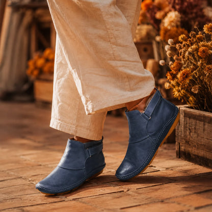Women's Leather Ankle Boots Elegant Chic Low Heel Everyday Smart Casual