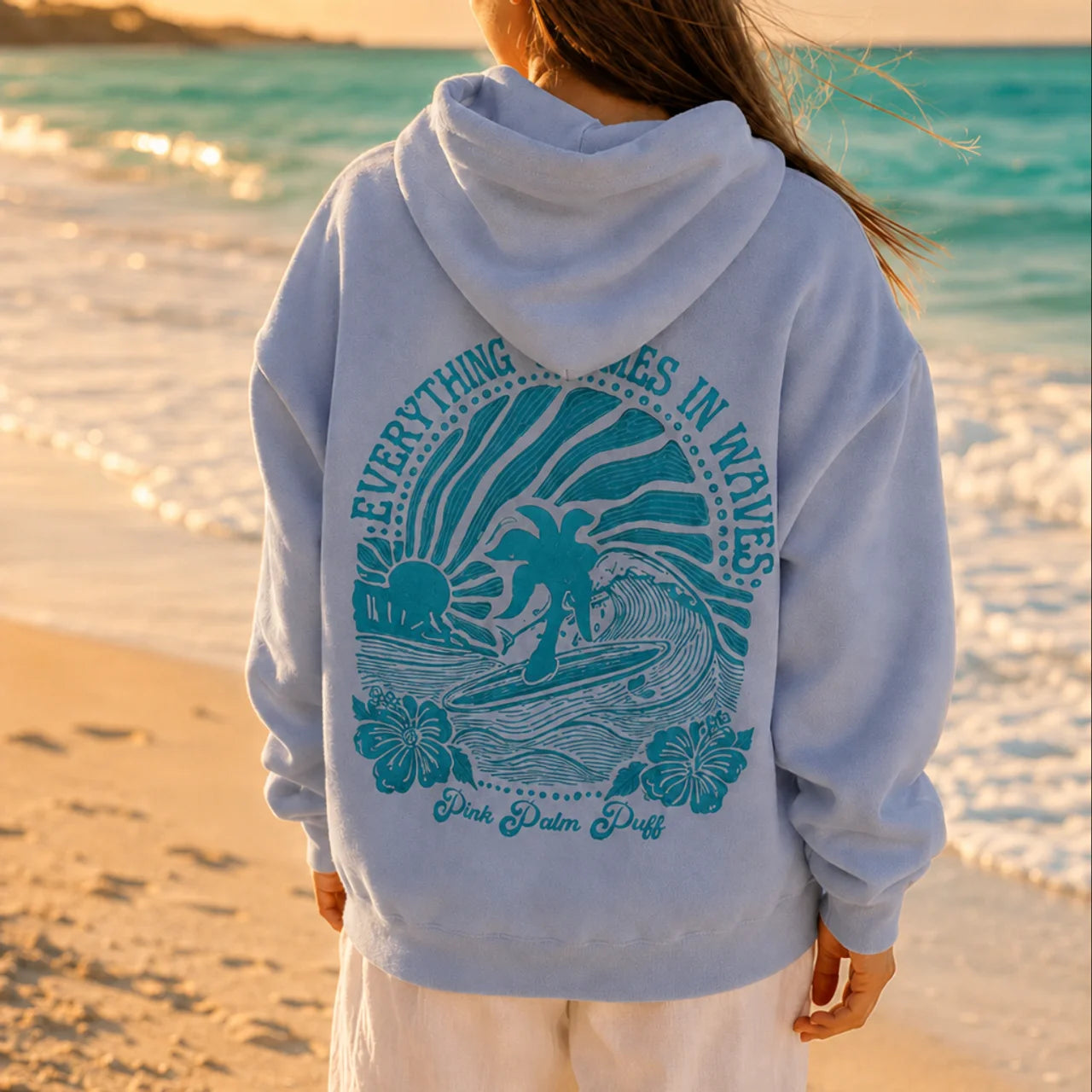 Oversized Surf Hoodie Comfortable Casual Loose Fit Graphic Print