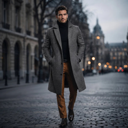 Men's Winter Coat Classic Structured Formal Casual Everyday Charcoal