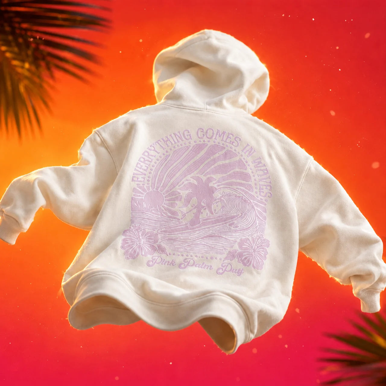 Oversized Surf Hoodie Comfortable Casual Loose Fit Graphic Print