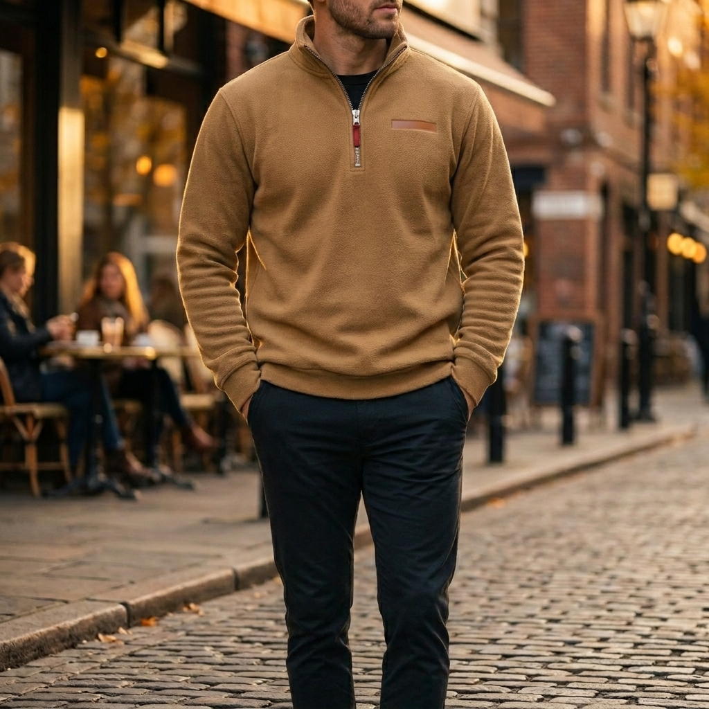 Men's Fleece Quarter-Zip Sweatshirt Casual Pullover Comfortable Everyday