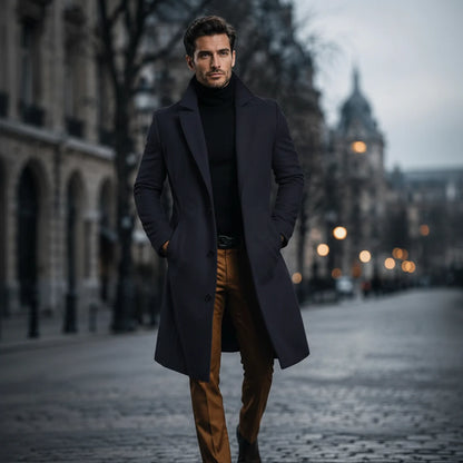 Men's Winter Coat Classic Structured Formal Casual Everyday Charcoal