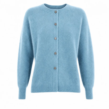 Women's Merino Wool Cardigan O-Neck Cashmere Jumper Warm Knit