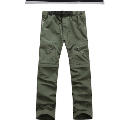Men's Convertible Zip-Off Hiking Pants Elastic Waistband Multi-Pocket