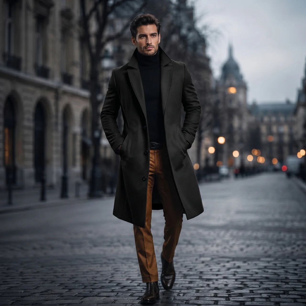 Men's Winter Coat Classic Structured Formal Casual Everyday Charcoal