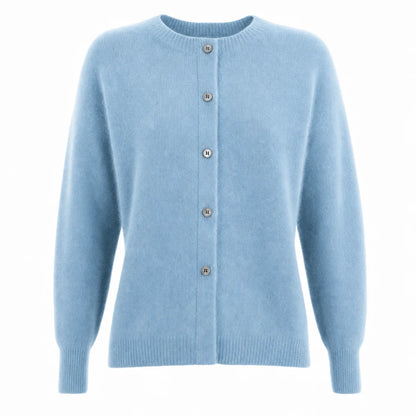 Women's Merino Wool Cardigan O-Neck Cashmere Jumper Warm Knit