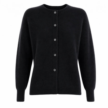 Women's Merino Wool Cardigan O-Neck Cashmere Jumper Warm Knit
