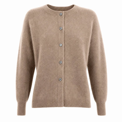 Women's Merino Wool Cardigan O-Neck Cashmere Jumper Warm Knit