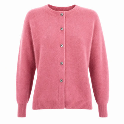 Women's Merino Wool Cardigan O-Neck Cashmere Jumper Warm Knit
