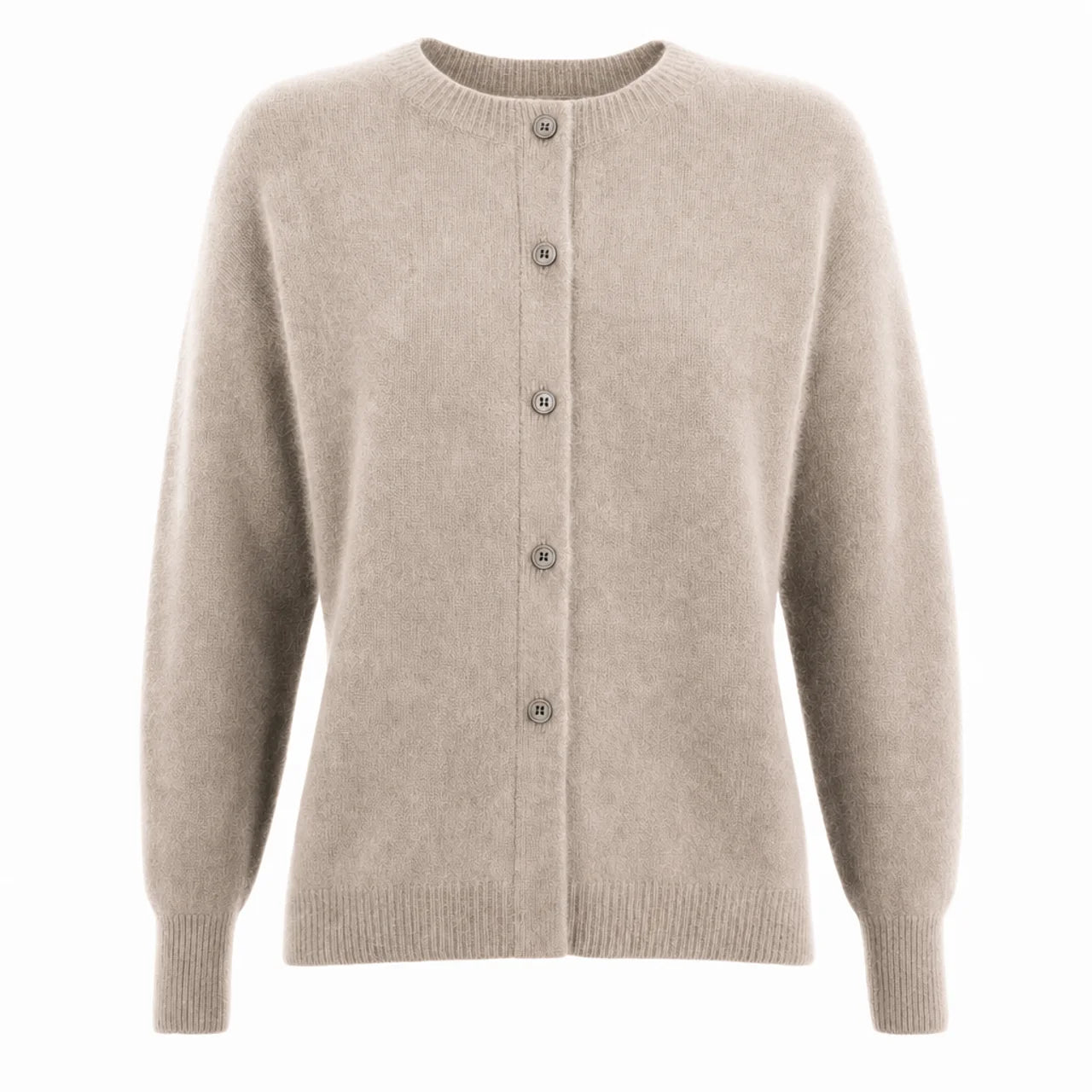 Women's Merino Wool Cardigan O-Neck Cashmere Jumper Warm Knit