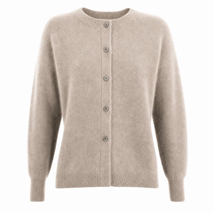 Women's Merino Wool Cardigan O-Neck Cashmere Jumper Warm Knit
