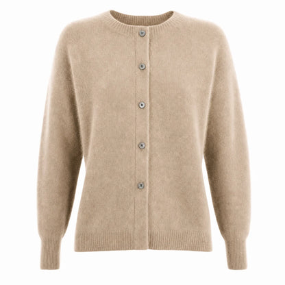 Women's Merino Wool Cardigan O-Neck Cashmere Jumper Warm Knit