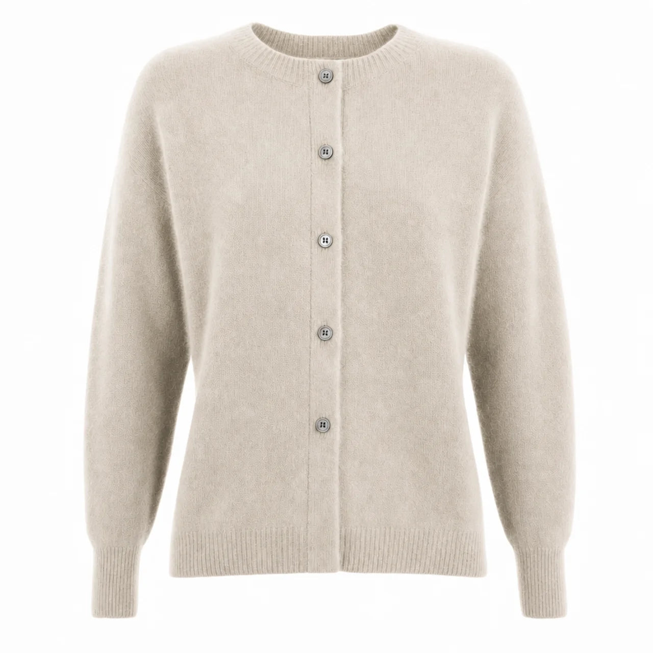 Women's Merino Wool Cardigan O-Neck Cashmere Jumper Warm Knit