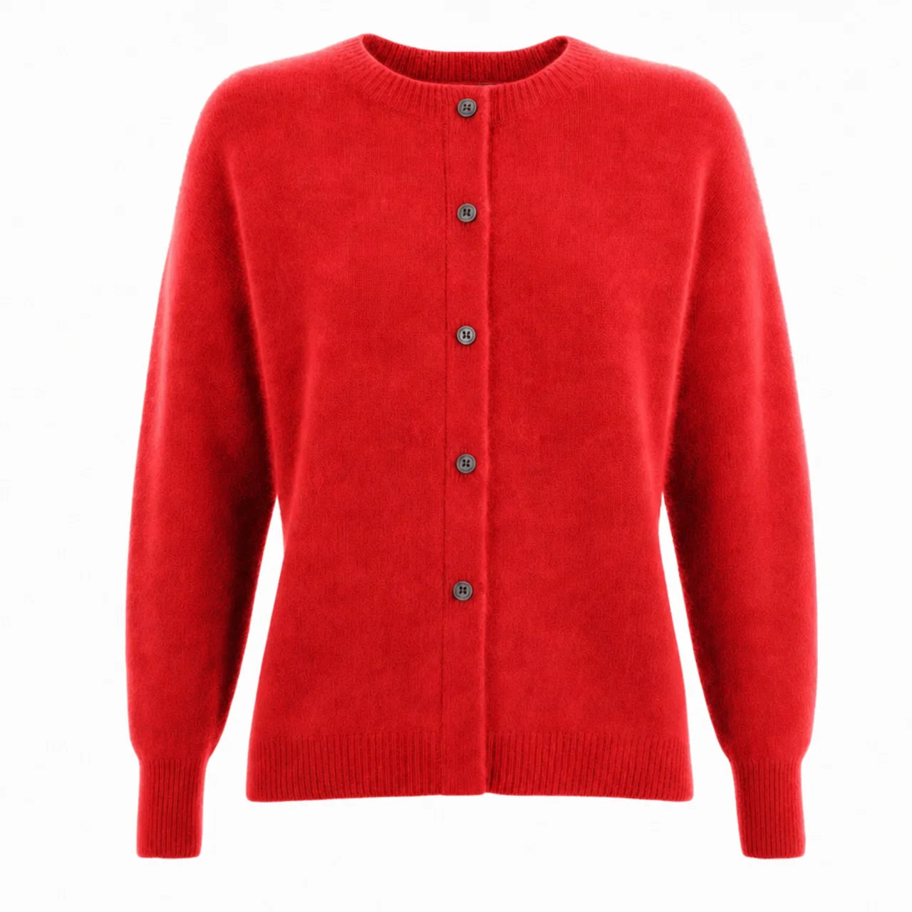 Women's Merino Wool Cardigan O-Neck Cashmere Jumper Warm Knit