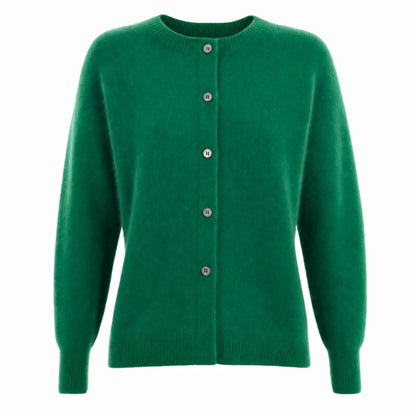 Women's Merino Wool Cardigan O-Neck Cashmere Jumper Warm Knit