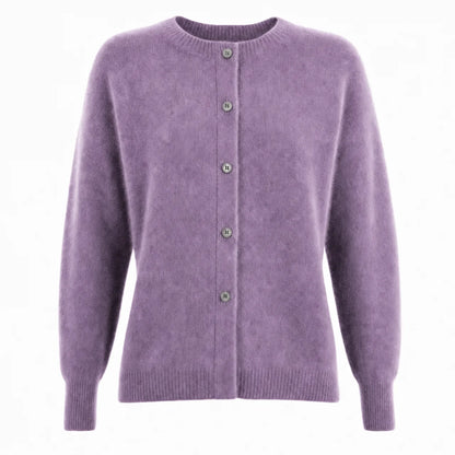 Women's Merino Wool Cardigan O-Neck Cashmere Jumper Warm Knit