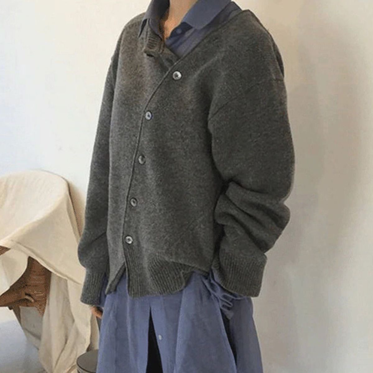 Women's Button-Up Jumper Long Sleeve Knit Relaxed Casual Everyday